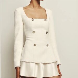 Reformation White Double-Breasted Jacket and skirt
